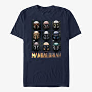 Merch Star Wars: The Mandalorian - Mando Helmet Boxup Unisex T-Shirt Navy Blue