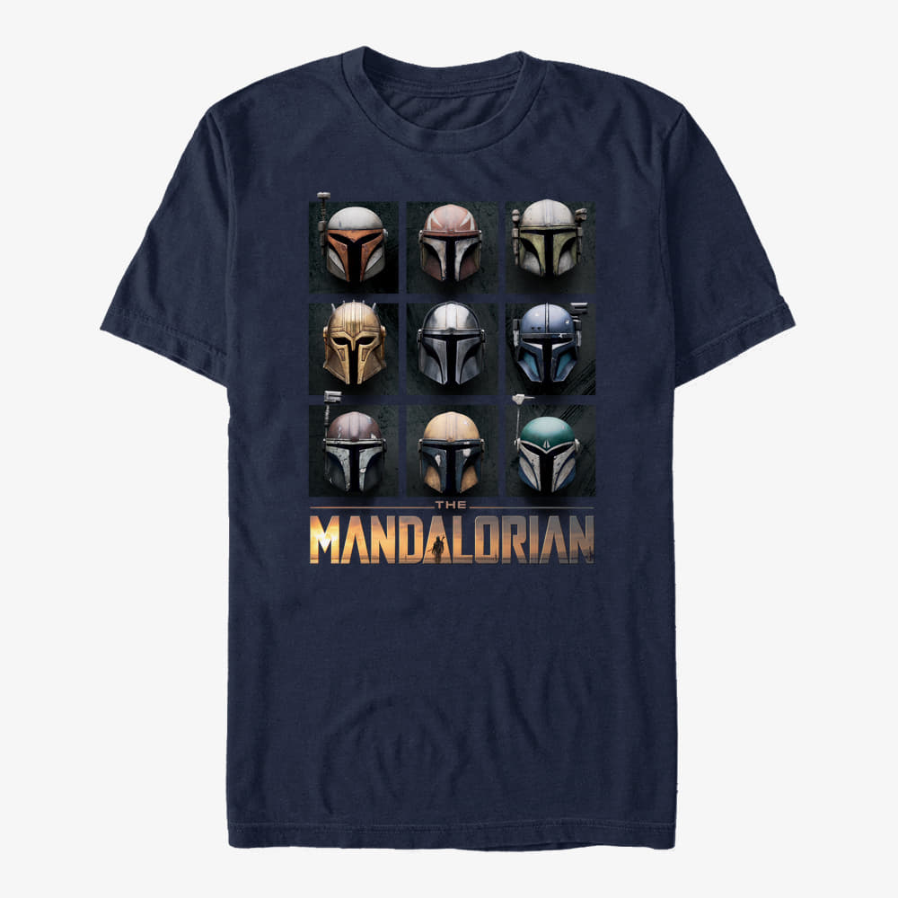 Marškinėliai Merch Star Wars: The Mandalorian - Mando Helmet Boxup Unisex T-Shirt Navy Blue