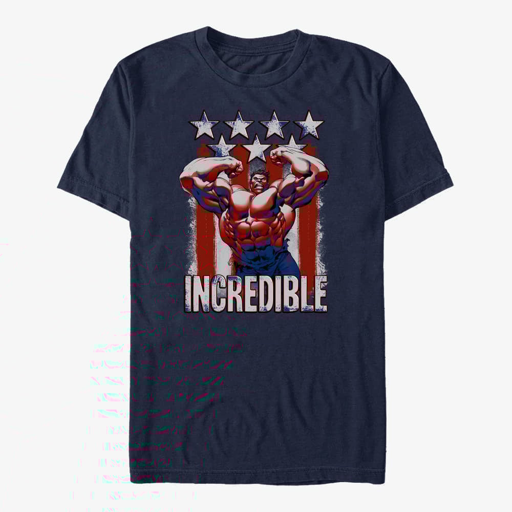 T-shirts Merch Marvel Avengers Classic - Hulk Flag Unisex T-Shirt Navy Blue