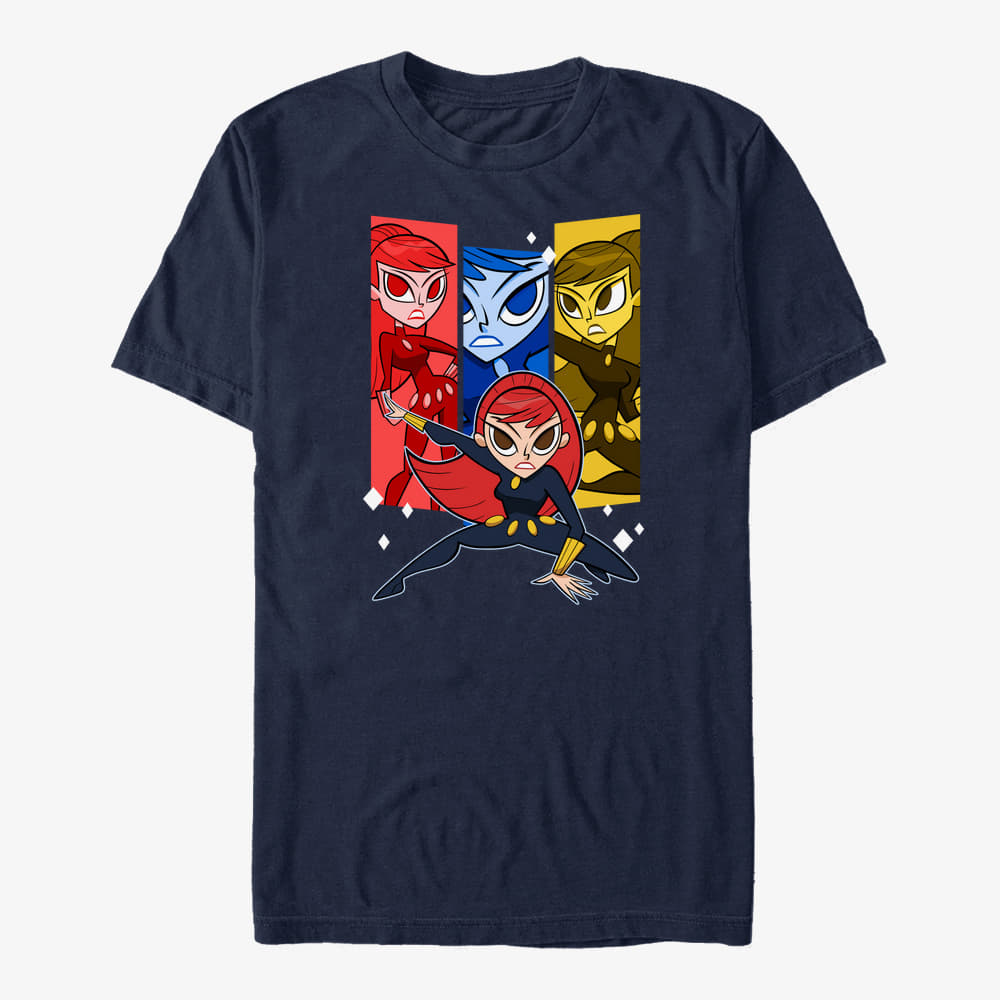 Magliette Merch Marvel Avengers Classic - BlackWidow Trio Unisex T-Shirt Navy Blue