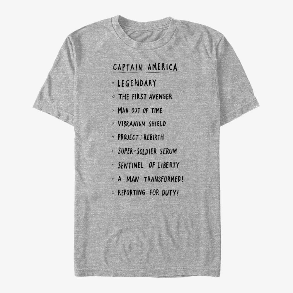 Trička Merch Marvel Avengers - Cap List Unisex T-Shirt Heather Grey