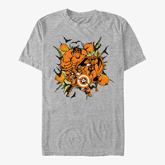 T-shirt Merch Marvel Avengers Classic - Group Pumpkin Unisex T-Shirt Heather Grey