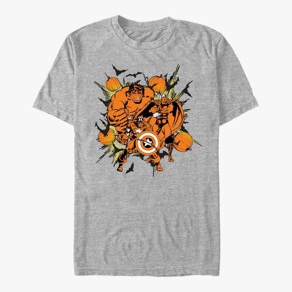 T-shirts Merch Marvel Avengers Classic - Group Pumpkin Unisex T-Shirt Heather Grey