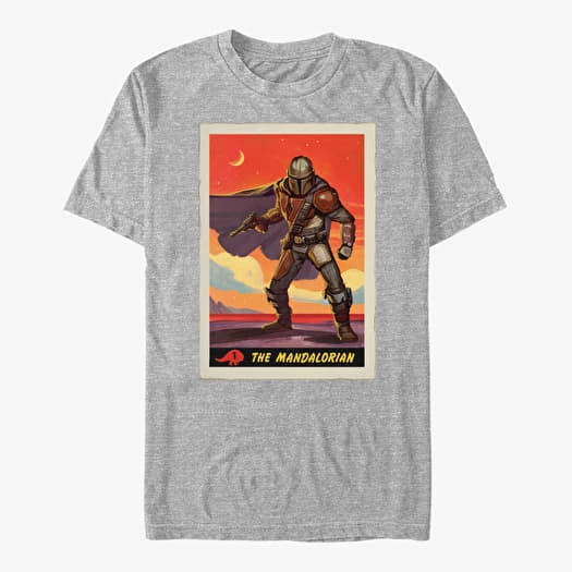 T-shirt Merch Star Wars: The Mandalorian - Mandalorian Poster Unisex T-Shirt Heather Grey