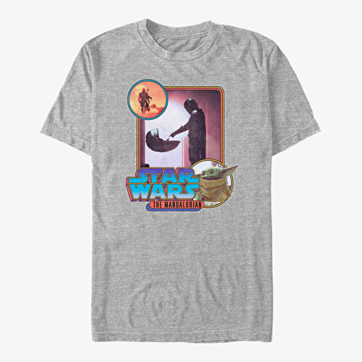 T-shirt Merch Star Wars: The Mandalorian - RETRO MANDO Unisex T-Shirt Heather Grey