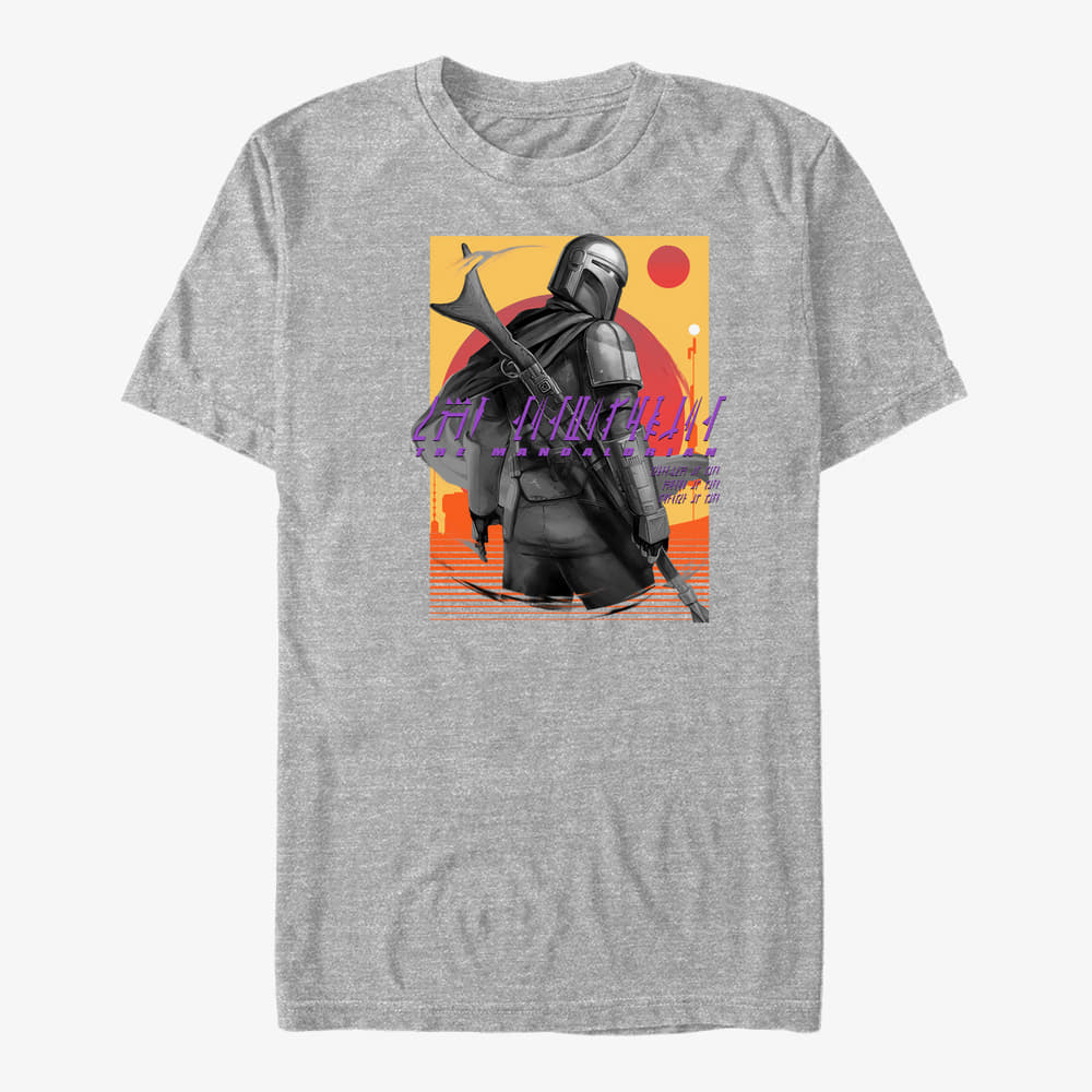 Trička Merch Star Wars: The Mandalorian - Western Slinger Unisex T-Shirt Heather Grey