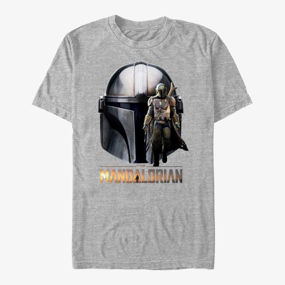 T-Shirts Merch Star Wars: The Mandalorian - Mando Head Unisex T-Shirt Heather Grey