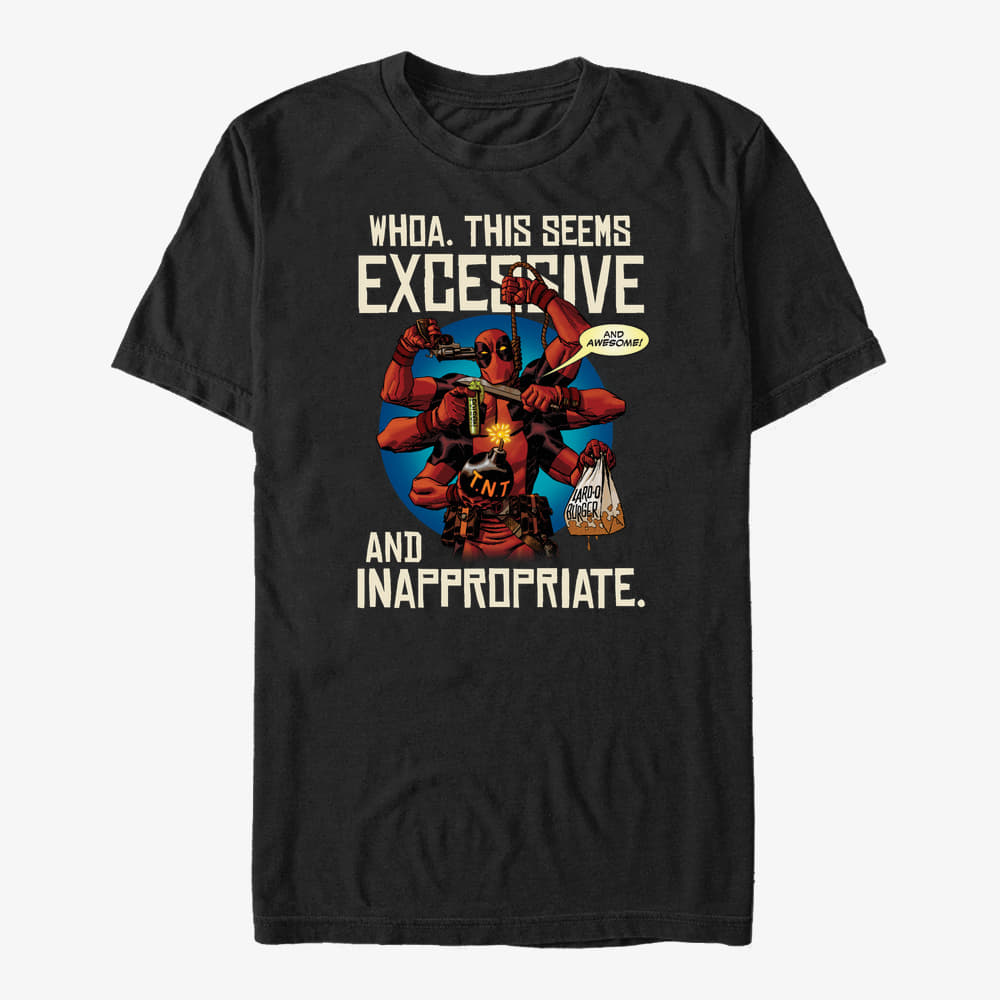 Trička Merch Marvel Deadpool - Excessive and Innapropriate Unisex T-Shirt Black