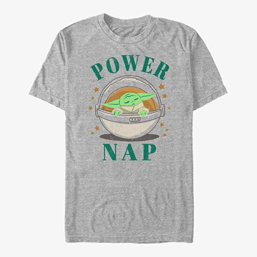 T-shirt Merch Star Wars: The Mandalorian - Power Nap Unisex T-Shirt Heather Grey