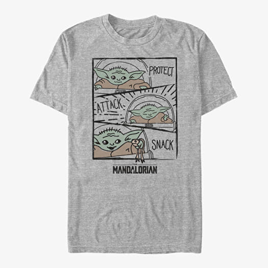 T-shirt Merch Star Wars: The Mandalorian - Child Doodle Panels Unisex T-Shirt Heather Grey