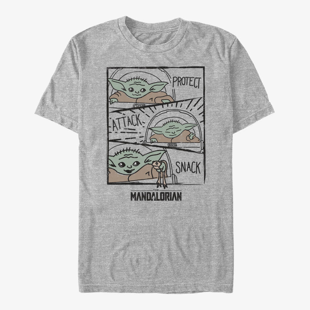 Футболки Merch Star Wars: The Mandalorian - Child Doodle Panels Unisex T-Shirt Heather Grey