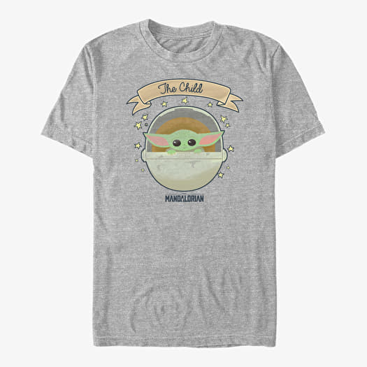 T-shirt Merch Star Wars: The Mandalorian - Baby Chibi Unisex T-Shirt Heather Grey