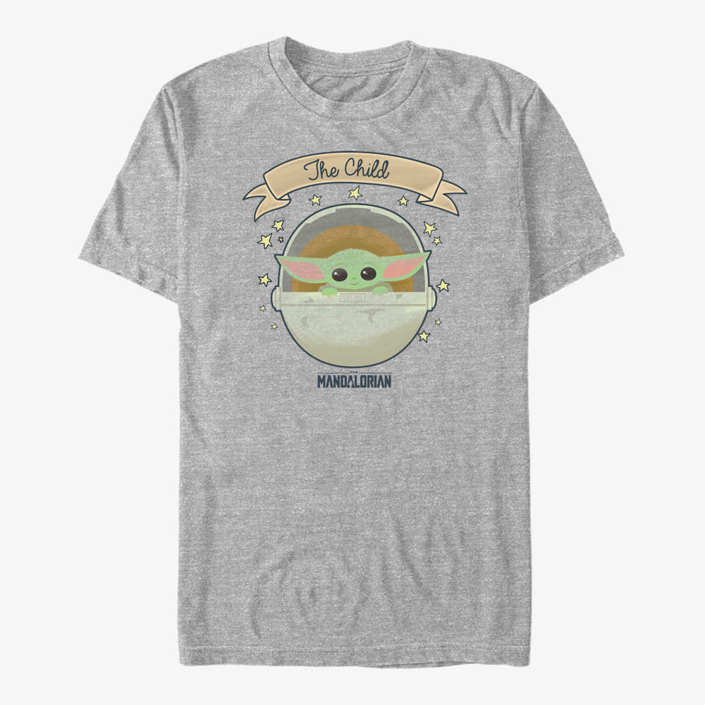 Trička Merch Star Wars: The Mandalorian - Baby Chibi Unisex T-Shirt Heather Grey