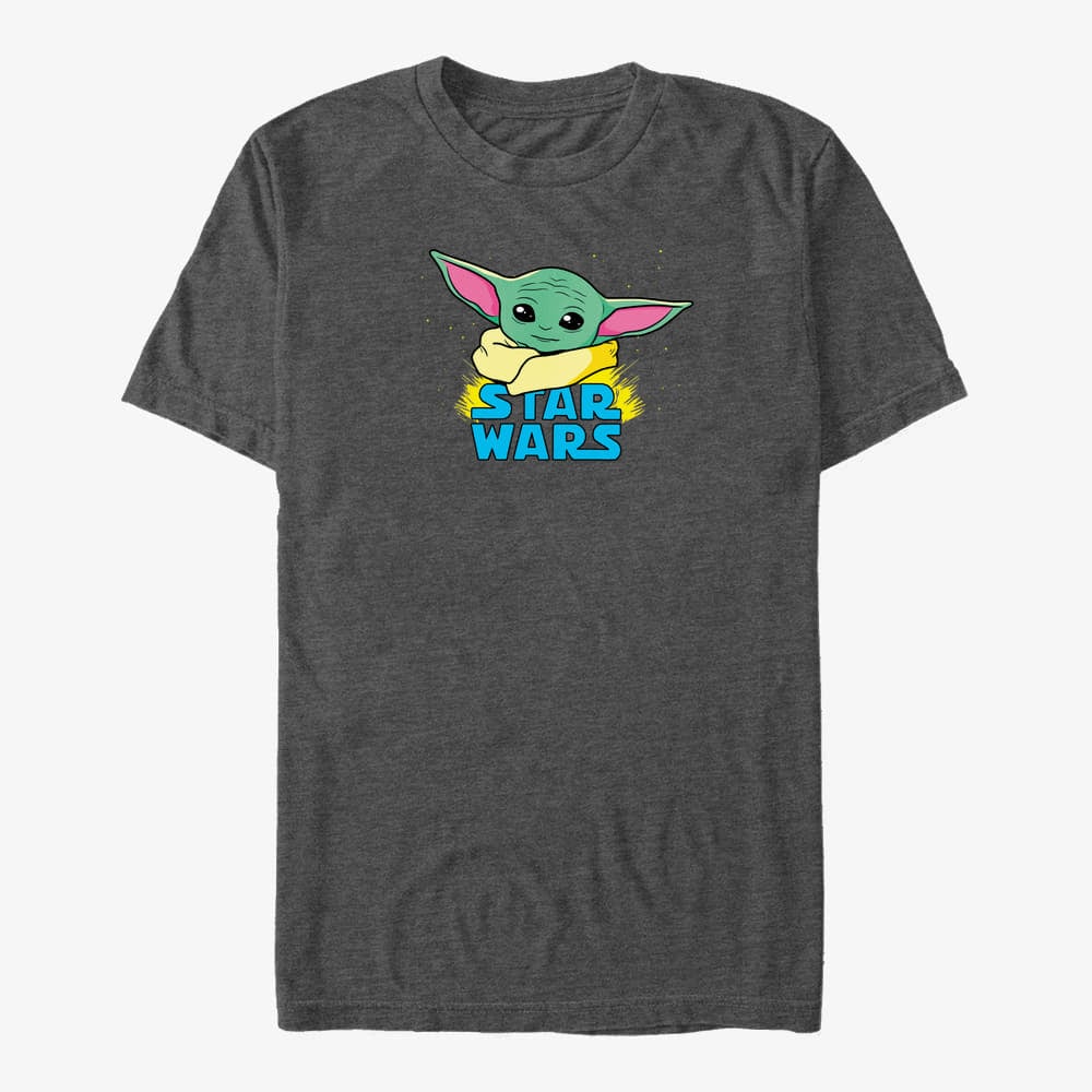 Tricouri Merch Star Wars: The Mandalorian - The Child Profile Logo Unisex T-Shirt Dark Heather Grey