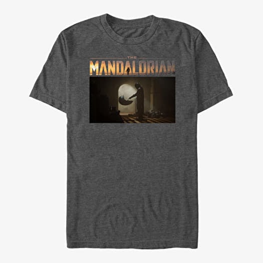 T-shirt Merch Star Wars: The Mandalorian - Logo Scene Unisex T-Shirt Dark Heather Grey