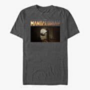 Merch Star Wars: The Mandalorian - Logo Scene Unisex T-Shirt Dark Heather Grey