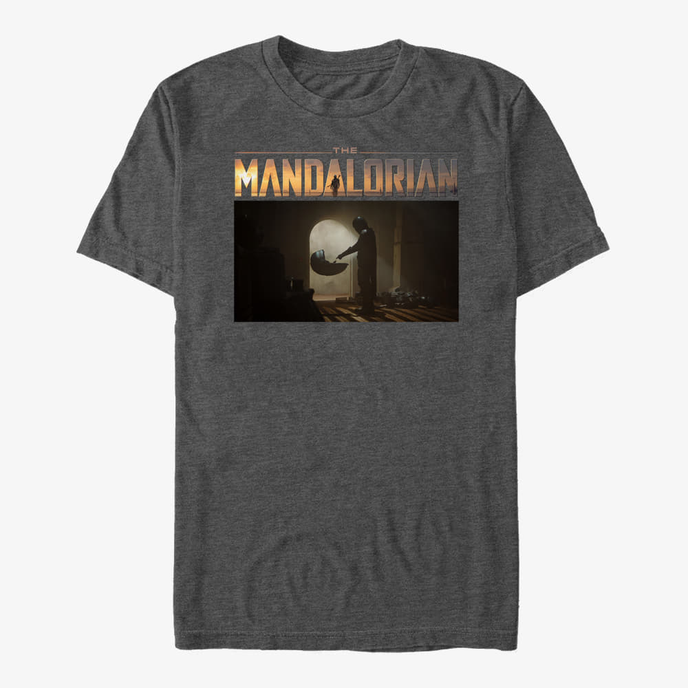 majice kratkih rukava Merch Star Wars: The Mandalorian - Logo Scene Unisex T-Shirt Dark Heather Grey