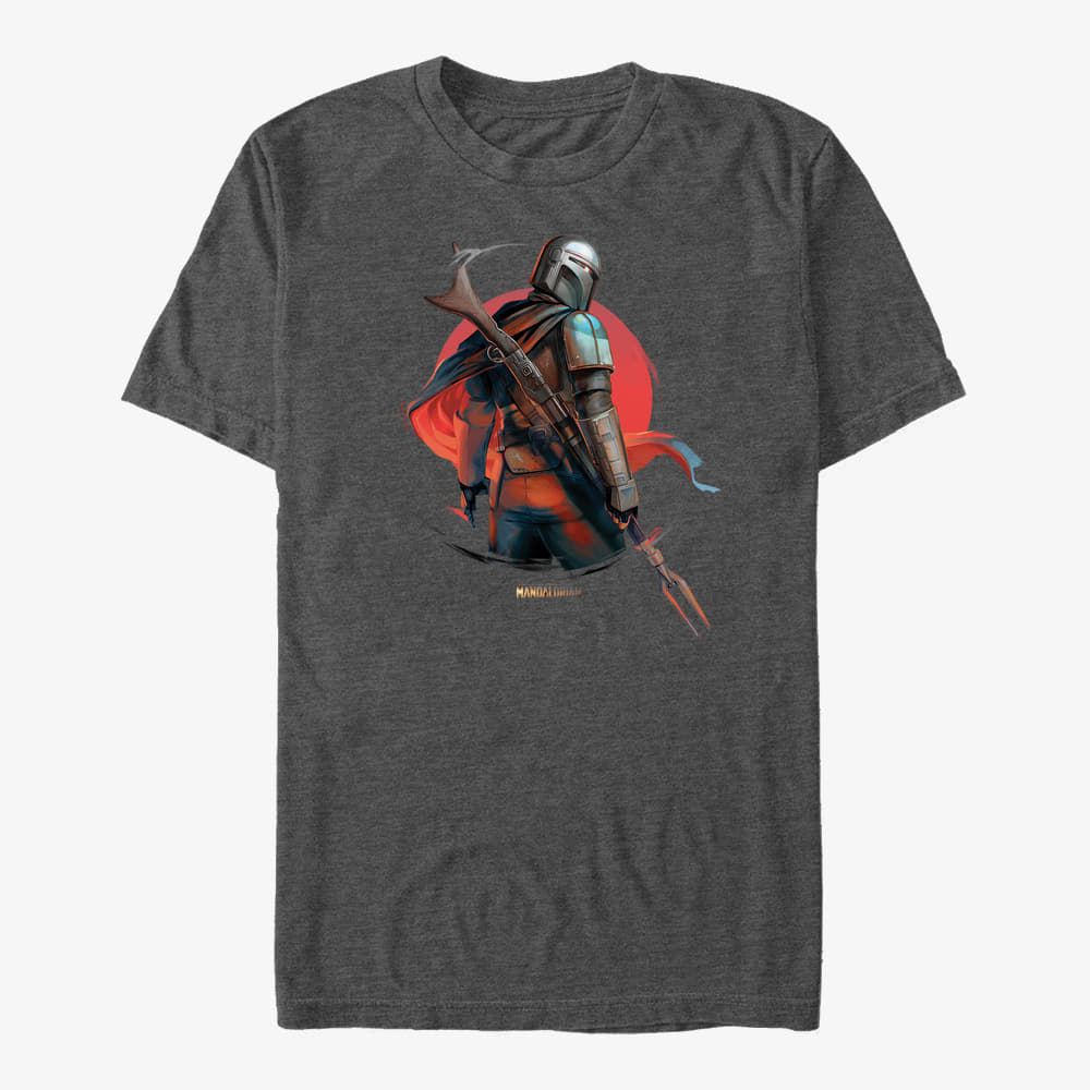 Magliette Merch Star Wars: The Mandalorian - Mandalorian Sunrise Unisex T-Shirt Dark Heather Grey