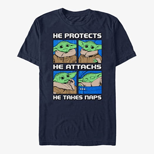 T-shirt Merch Star Wars: The Mandalorian - Protect Attack Nap Unisex T-Shirt Navy Blue