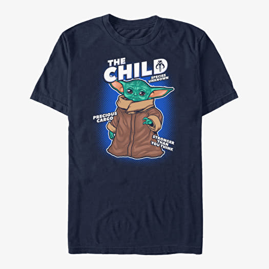 Tričko Merch Star Wars: The Mandalorian - THE CHILD COMIC BOLD Unisex T-Shirt Navy Blue