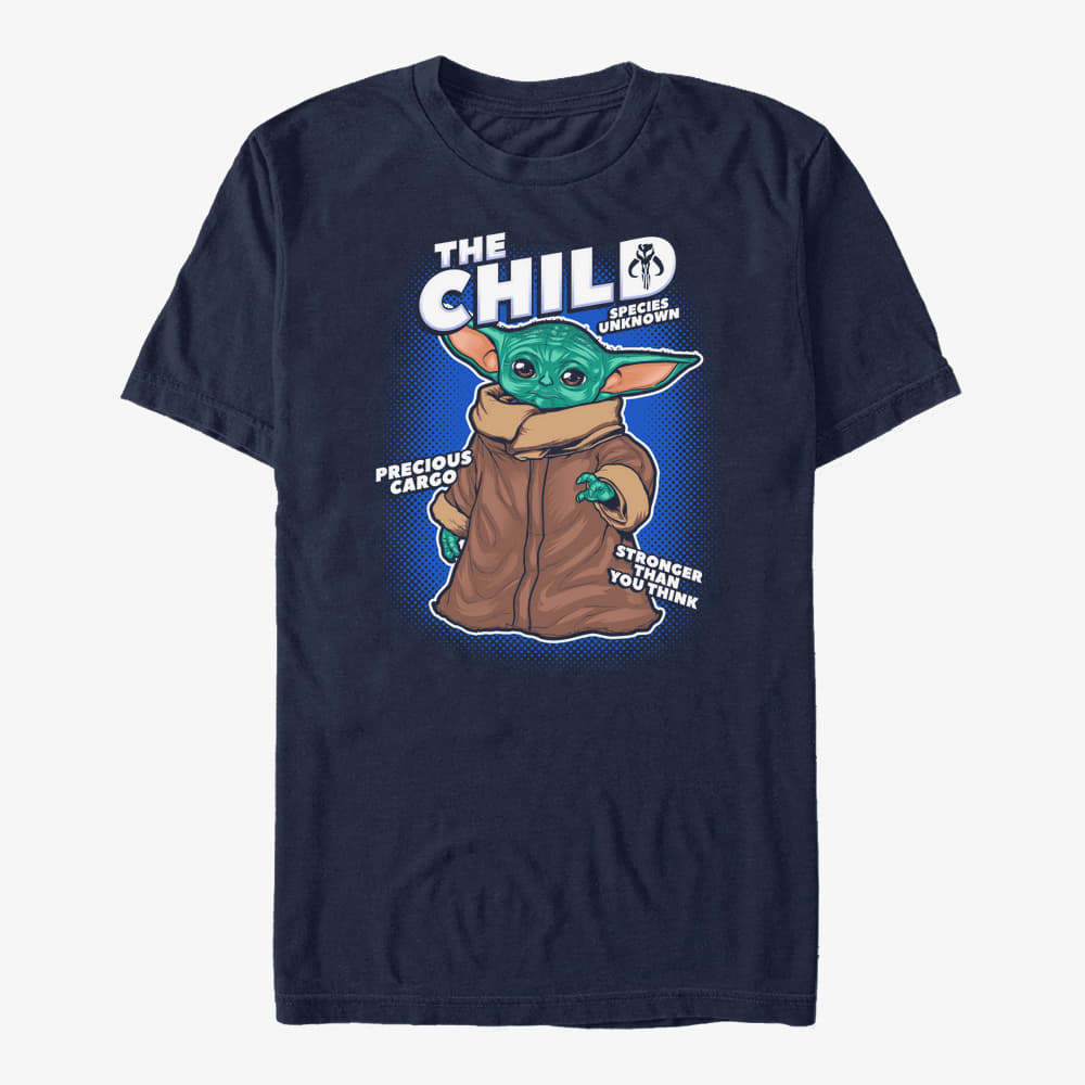Koszulki Merch Star Wars: The Mandalorian - THE CHILD COMIC BOLD Unisex T-Shirt Navy Blue