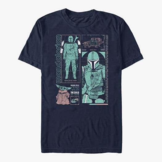 Merch Star Wars: The Mandalorian - Mando Info Back Unisex T-Shirt Navy Blue