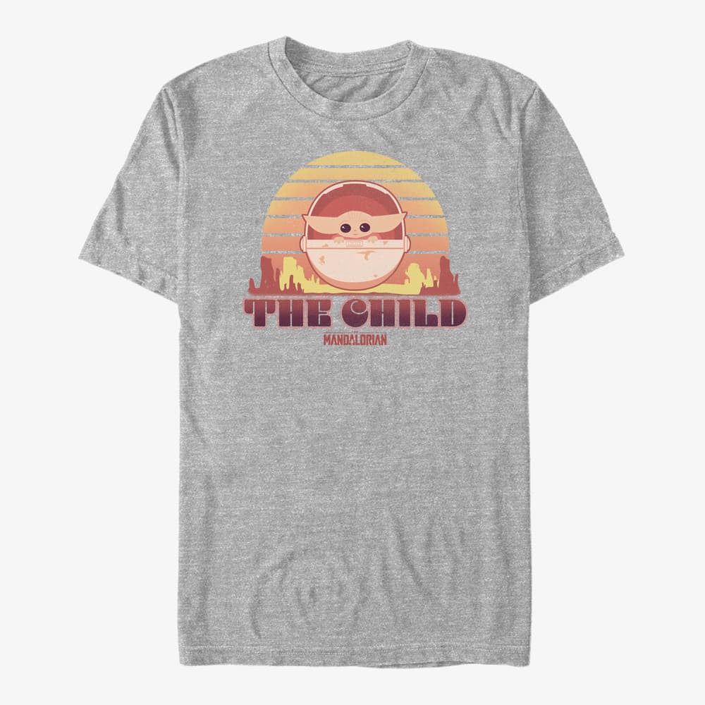 Футболки Merch Star Wars: The Mandalorian - Sunset Child Unisex T-Shirt Heather Grey