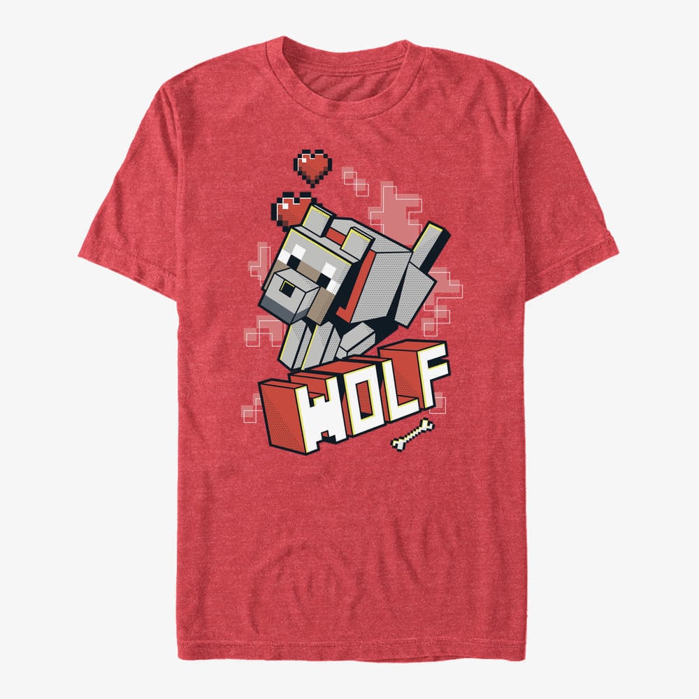 T-Shirts Merch Minecraft - WOLF HERO Unisex T-Shirt Vintage Heather Red