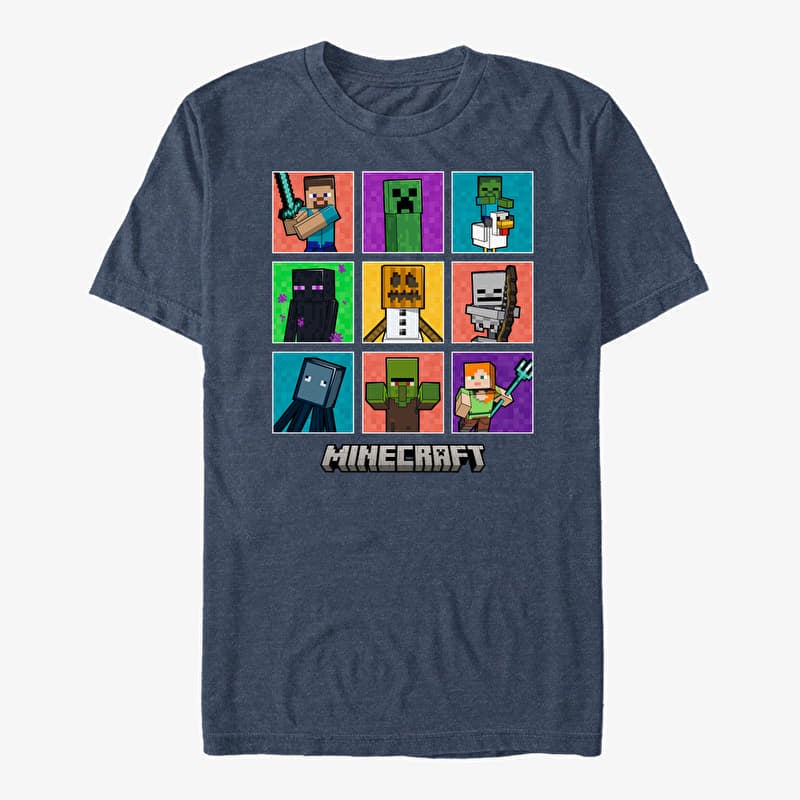 Merch Minecraft - 9 CHARACTER BOXUP Unisex T-Shirt Vintage Heather Navy