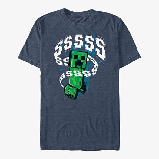 Marškinėliai Merch Minecraft - CREEPER SSSSS Unisex T-Shirt Vintage Heather Navy