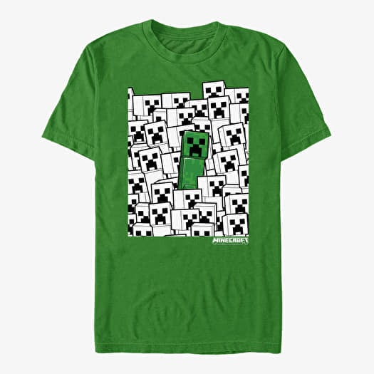 T-shirt Merch Minecraft - Colorless Creeper Pile Unisex T-Shirt Kelly Green