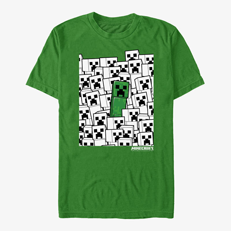 T-shirt Merch Minecraft - Colorless Creeper Pile Unisex T-Shirt Kelly Green