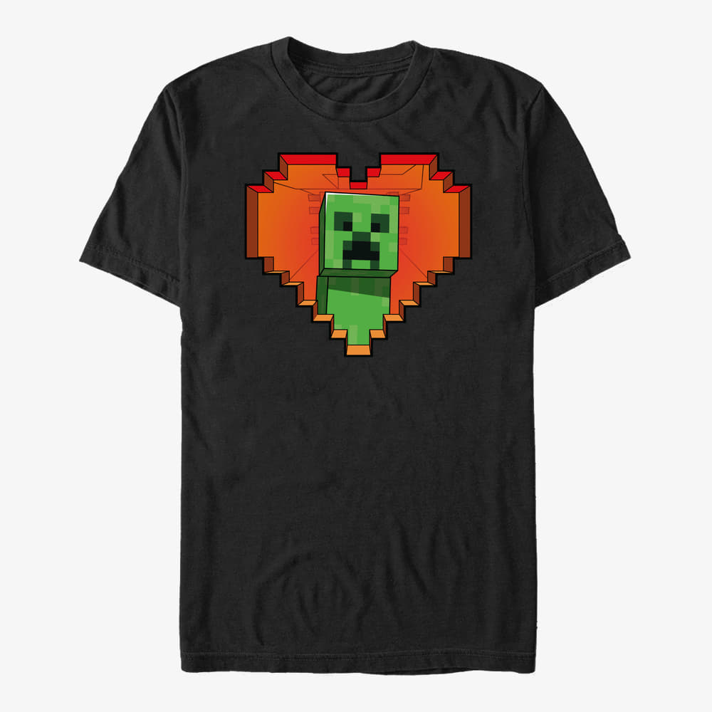 Tricouri Merch Minecraft - Creeper Valentine Unisex T-Shirt Black