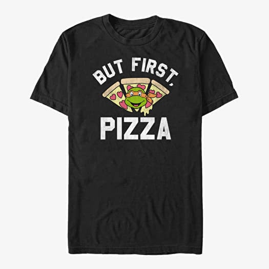 T-shirt Merch Nickelodeon Teenage Mutant Ninja Turtles - Pizza First Unisex T-Shirt Black