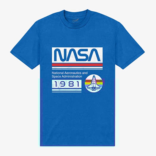 Tričko Merch Park Agencies - NASA 1981 Unisex T-Shirt Royal Blue
