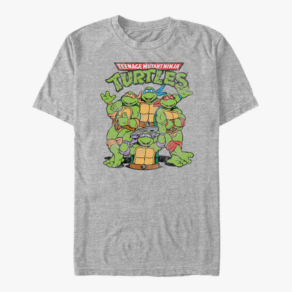 T-Shirts Merch Nickelodeon Teenage Mutant Ninja Turtles - Turtle Group Unisex T-Shirt Heather Grey