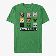 Merch Minecraft - Chibi Faces Unisex T-Shirt Retro Heather Green