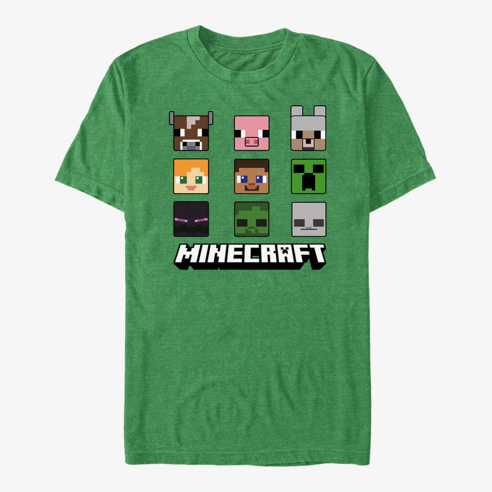 T-Shirts Merch Minecraft - Chibi Faces Unisex T-Shirt Retro Heather Green