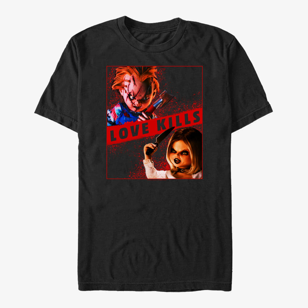 Pólók Merch NBCU Chucky - Love Kills Unisex T-Shirt Black