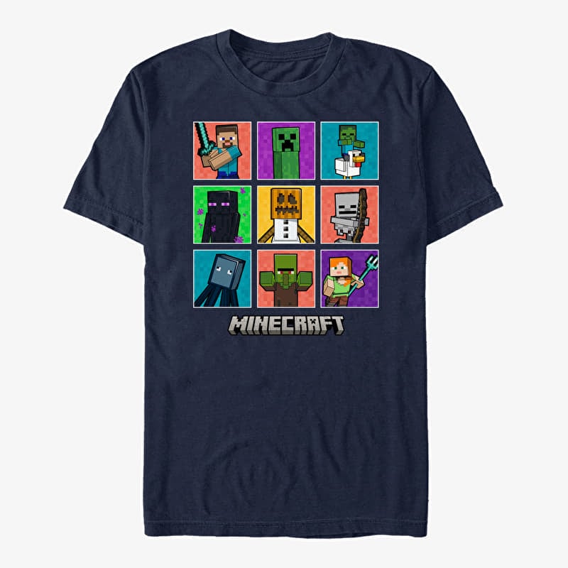 T-Shirt Merch Minecraft - 9 CHARACTER BOXUP Unisex T-Shirt Navy Blue