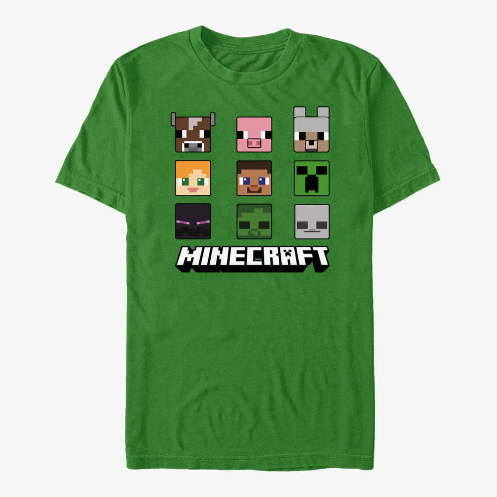 Magliette Merch Minecraft - Chibi Faces Unisex T-Shirt Kelly Green