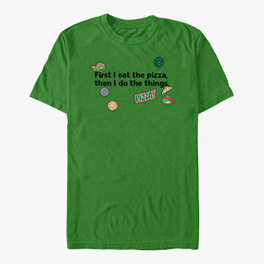 T-shirt Merch Nickelodeon Teenage Mutant Ninja Turtles - Pizza First Things Second Unisex T-Shirt Kelly Green