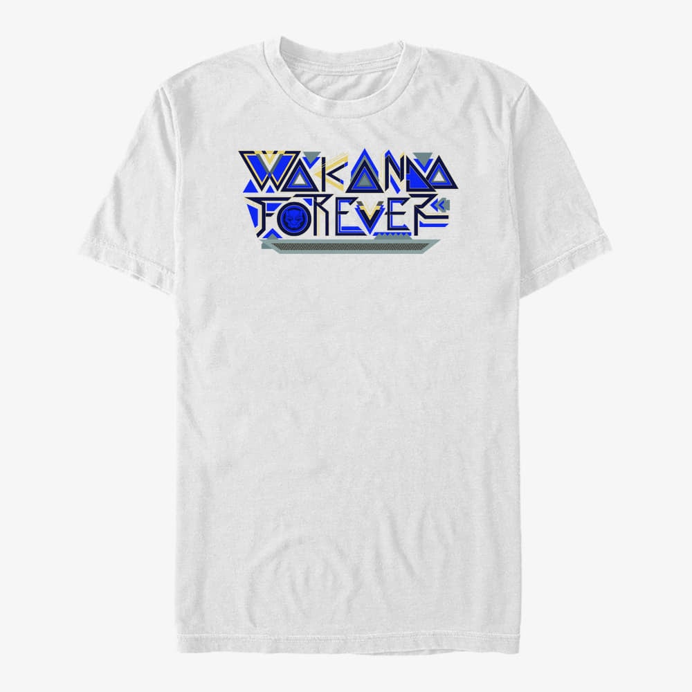 Trička Merch Marvel Black Panther: Wakanda Forever - Wakanda Forever Pattern Unisex T-Shirt White