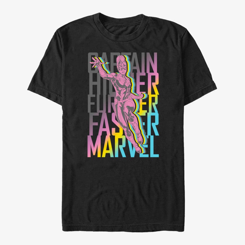 Trička Merch Captain Marvel: Movie - Marvel Fly Stack Unisex T-Shirt Black