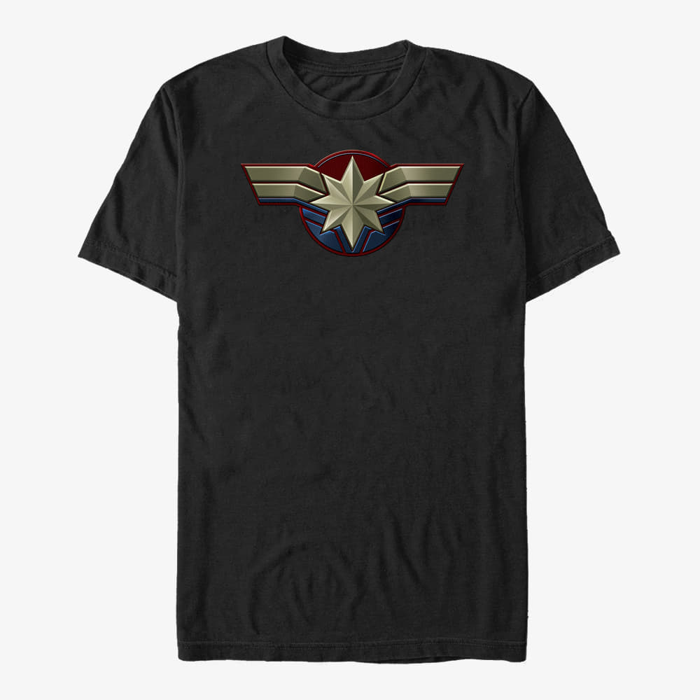 Pólók Merch Captain Marvel: Movie - Marvel Costume LOGO Unisex T-Shirt Black