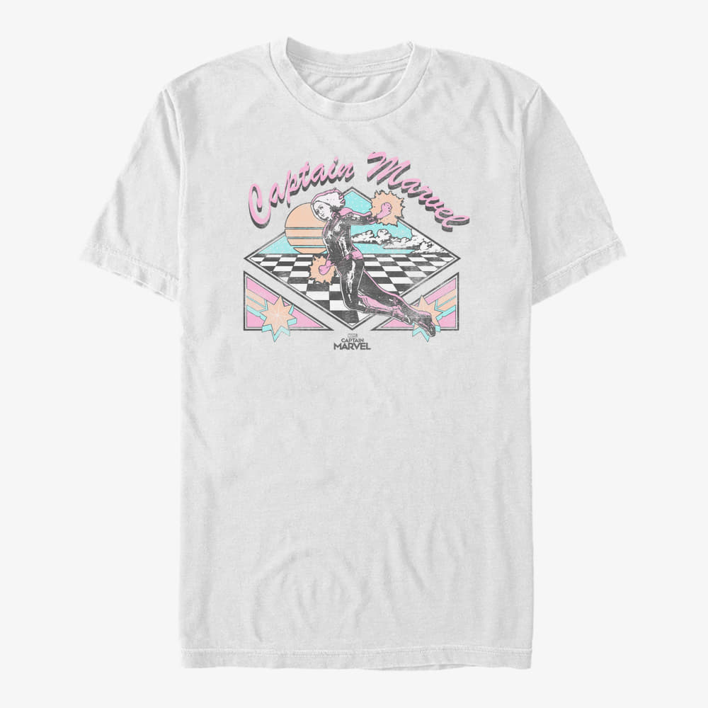 T-Shirts Merch Captain Marvel: Movie - Retro Captain Checkers LOGO Unisex T-Shirt White