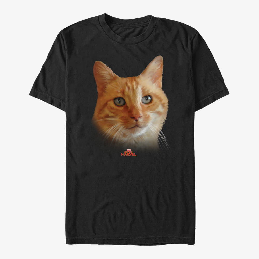 Pólók Merch Captain Marvel: Movie - Cat Face Unisex T-Shirt Black