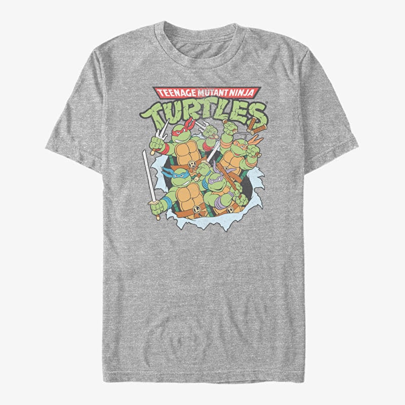 Tricou Merch Nickelodeon Teenage Mutant Ninja Turtles - Classic Turtle Group Unisex T-Shirt Heather Grey