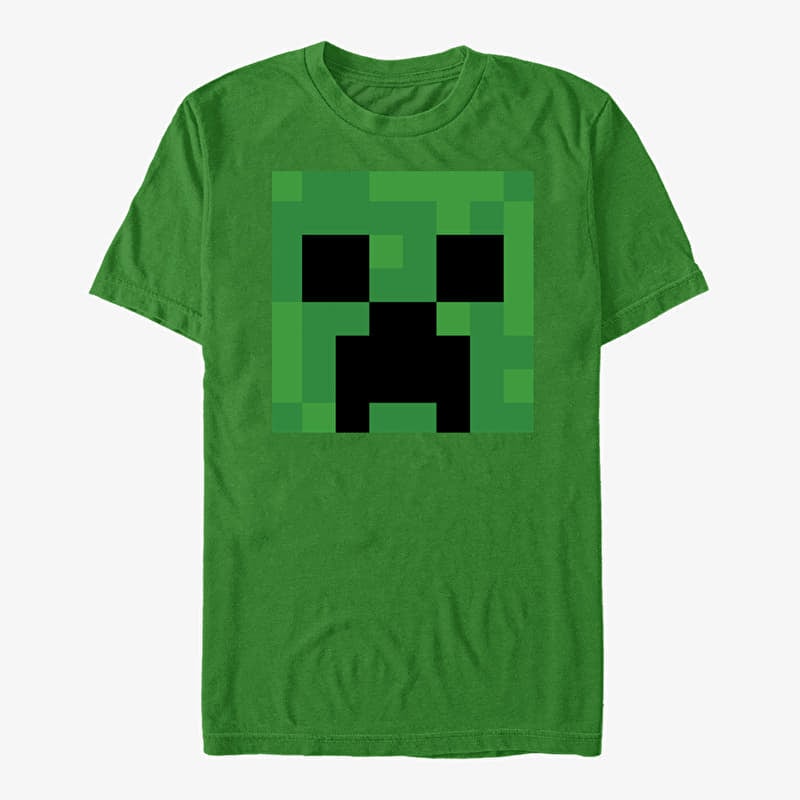 T-Shirt Merch Minecraft - CREEPER BIG FACE Unisex T-Shirt Kelly Green