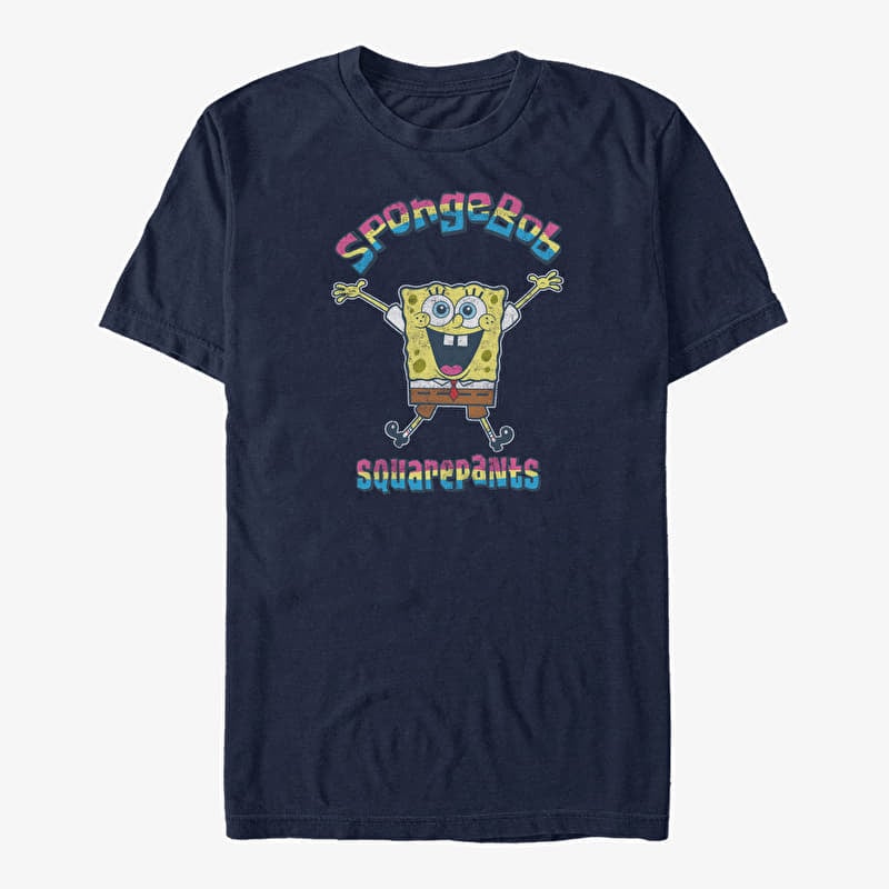 Tričko Merch Nickelodeon SpongeBob SquarePants - Rainbow SpongeBob Unisex T-Shirt Navy Blue